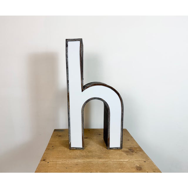 This vintage industrial illuminated letter “ h “ was made in former Czechoslovakia during the 1960s and comes from an old...