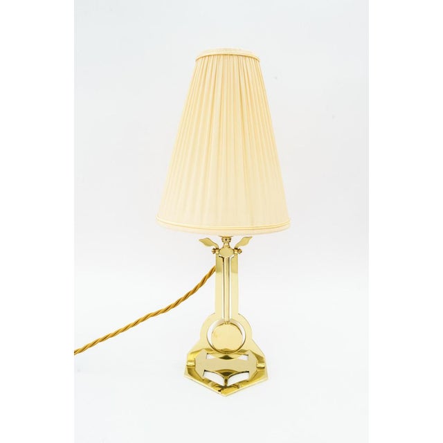 Gold Art Deco Table Lamp Vienna with Fabric Shade, 1920s For Sale - Image 8 of 8