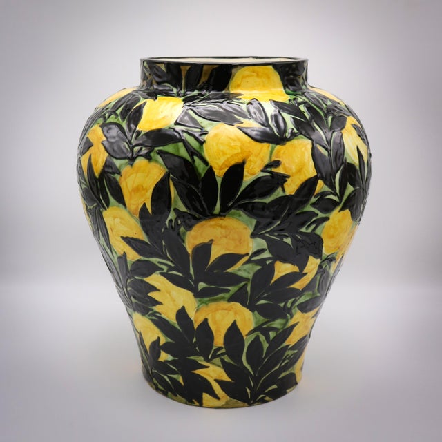 Yellow Lemons Art Deco Period Ceramic Vase Max Laeuger Germany 1921 For Sale - Image 8 of 18
