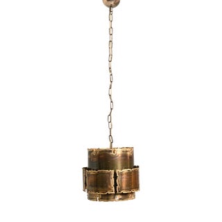 Brutalist Brass Ceiling Lamp, Denmark, 1960s For Sale