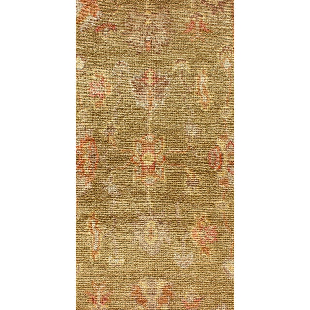 Traditional Turkish Oushak Runner With Traditional All-Over Design in Yellow Green For Sale - Image 3 of 7