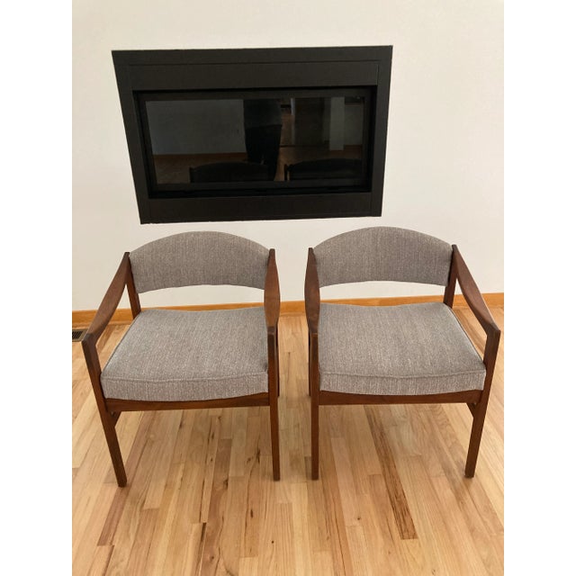 Midcentury Walnut Open Arm Chairs- A Pair For Sale - Image 10 of 10