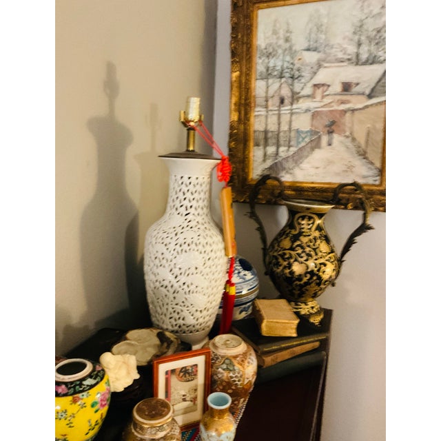 Gold Vintage Art Nouveau Hand Painted Vase For Sale - Image 8 of 11