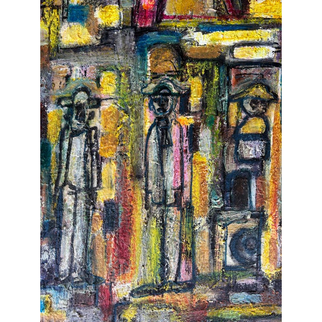 1990s Abstract Cityscape Oil Painting by Jadden Massanet, 1991 For Sale - Image 5 of 7