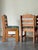 Absolutely solid and heavy 1960s brutalist oak chairs. Each weighs over 25lbs. We had these redone in Kravet Couture...