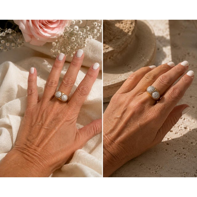 Vintage Tiffany & Co. Paloma Picasso 18k Gold Platinum Diamond Bypass Ring, Size 7.75 For Sale - Image 14 of 14