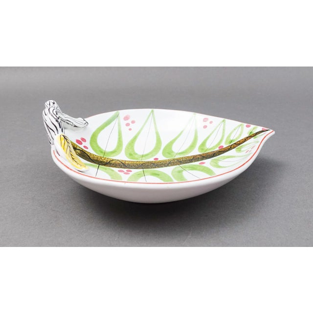 Mid-Century Modern Stig Lindberg Gustavsberg Sweden Mid Century Modern Leaf Art Pottery Bowl Dish For Sale - Image 3 of 10