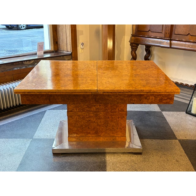 Art Deco Dining Table and Chairs in Birds-Eye Maple, 1920s, Set of 9 For Sale - Image 3 of 13