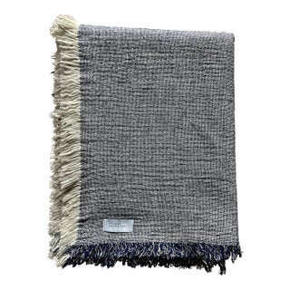 Kassatex Cotton/Wool Blue Throw Blanket For Sale