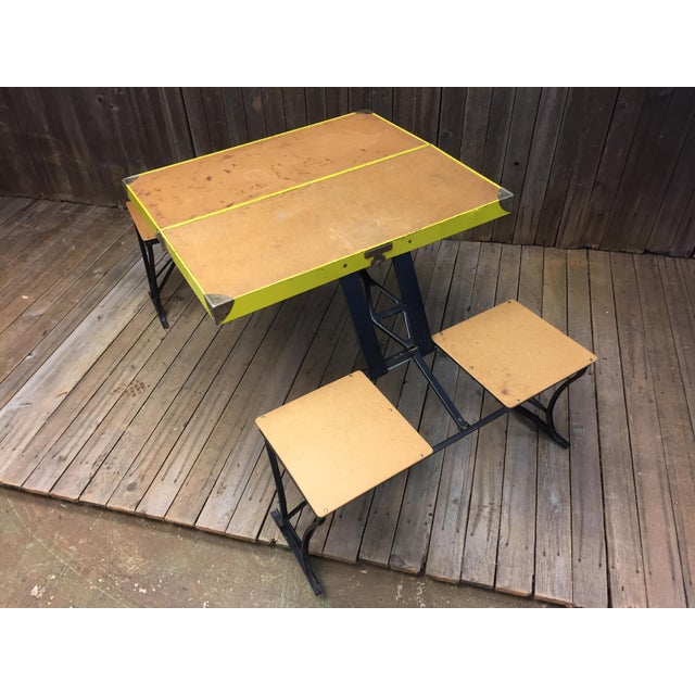 Vintage Portable Metal Folding Picnic Table Chairish