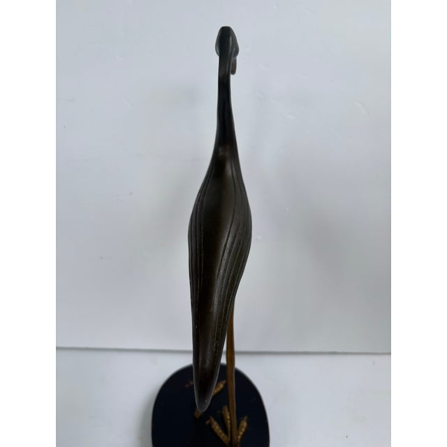 Vintage Korean Black and Gold Heron Sculpture on Oval Base, 13” For Sale - Image 10 of 11