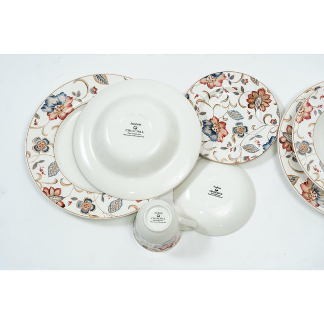 Cream Jacobean English Ceramic Dinnerware by Churchill, 2000s, Set of 31 For Sale - Image 8 of 10