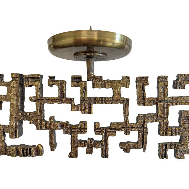 Brutalist Geometrically Sculptural Bronze Candleholder, 1970s For Sale - Image 13 of 14