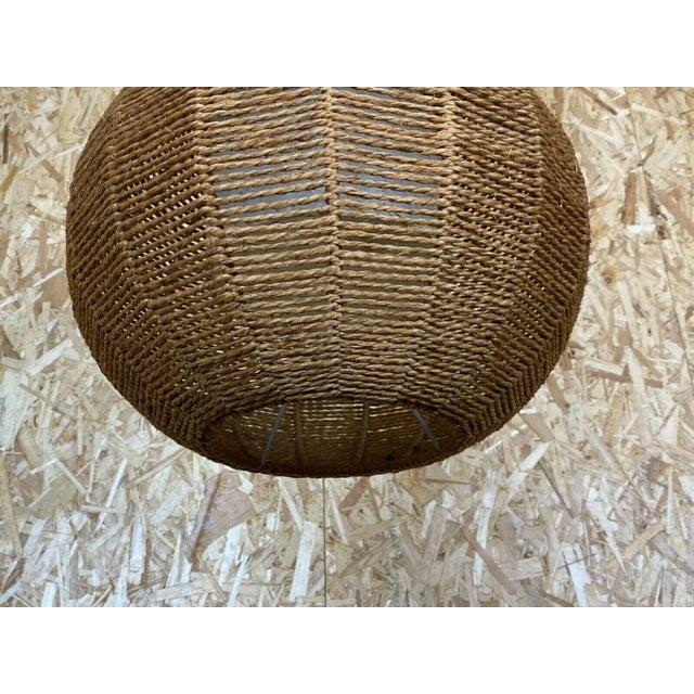 Large Space Age Ball Lamp in Bast Braid, 1960s For Sale - Image 11 of 13