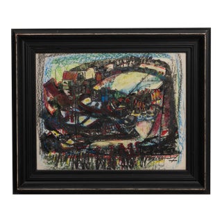 Mid 20th Century France Blue Wood Painting For Sale
