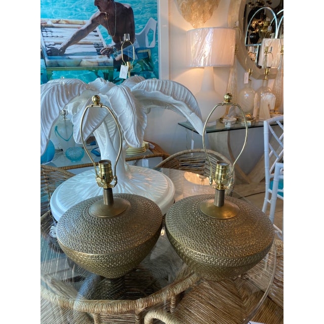 Vintage Mid Century Modern Pair Brass Table Lamps Newly Wired & Hardware -A Pair For Sale - Image 12 of 13