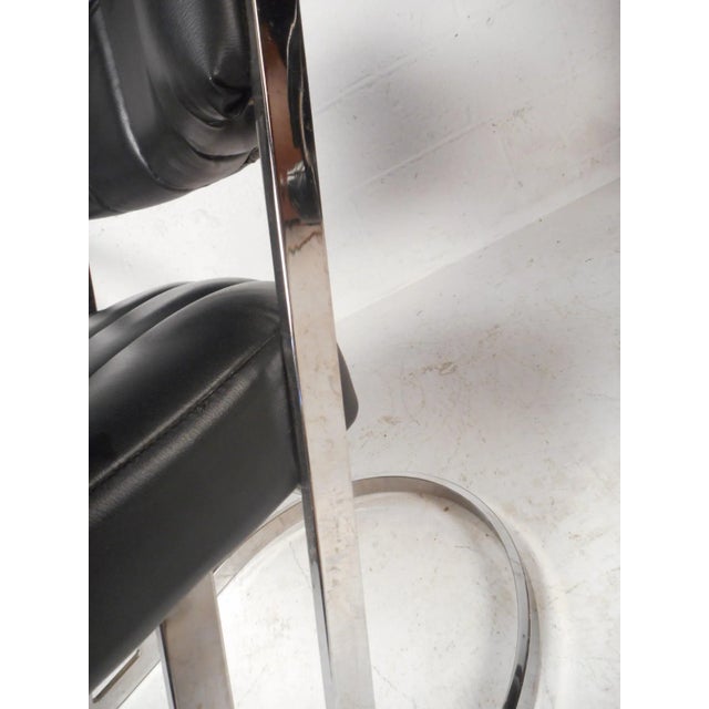 Metal Set of Four Midcentury Milo Baughman Style Cantilever Chairs For Sale - Image 7 of 11