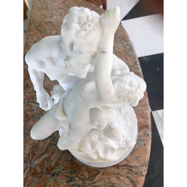 White Marble Sculpture of Satyr,18th Century For Sale - Image 8 of 10