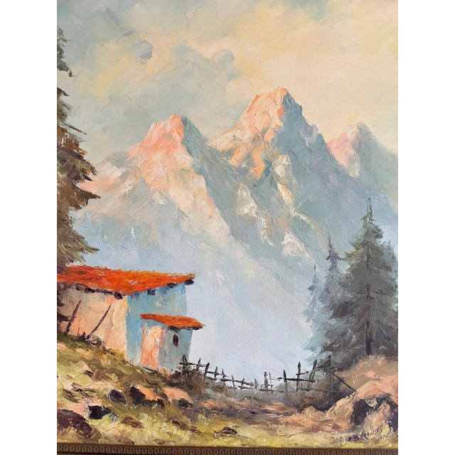 Impressionist 1970s Impressionist Mountain Landscape Oil Painting, Framed For Sale - Image 3 of 7