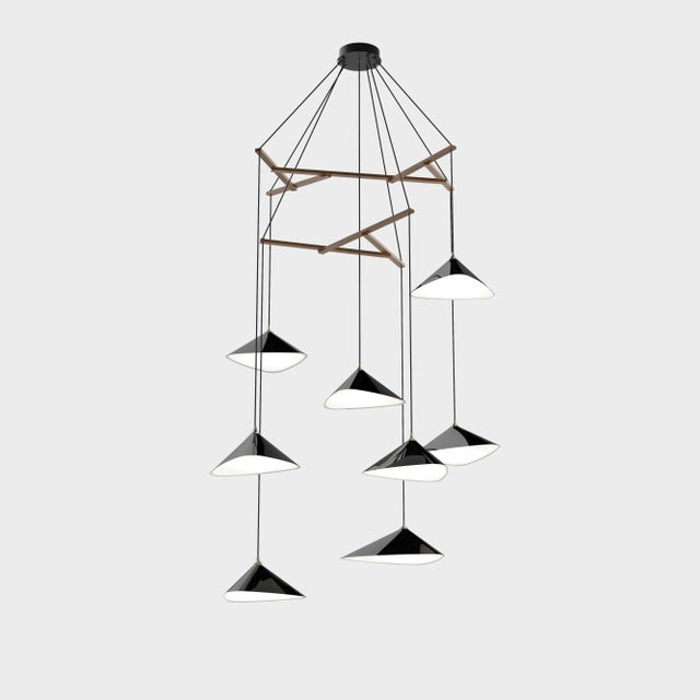 Daniel Becker 'Emily Vertikal 8' Chandelier in Matte White/Oak for Moss Objects For Sale - Image 9 of 12