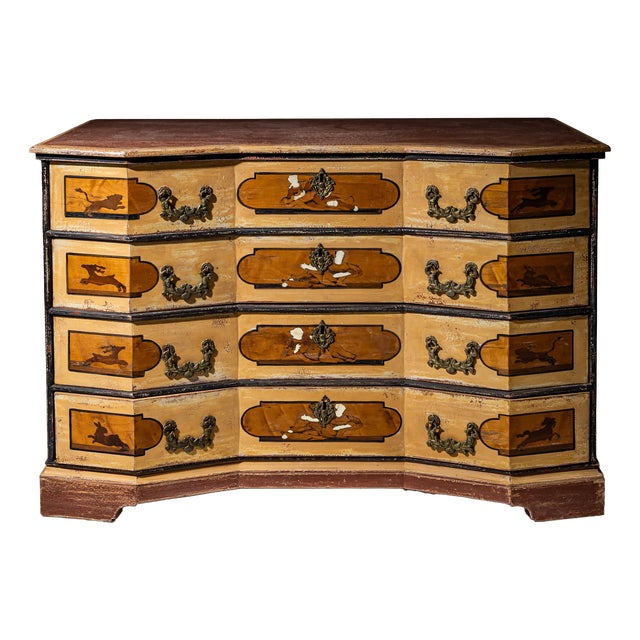 Baroque Painted Chest of Drawers, Italy, 1750s For Sale