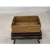 Vintage Rectangular Handwoven Rattan Basket with Wooden Side Handles For Sale - Image 15 of 18