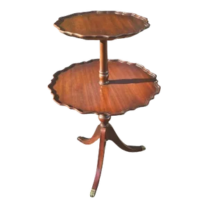Early 20th Century Ferguson Bros Mfg Mahogany Pie Crust Two-Tier Dumbwaiter Table