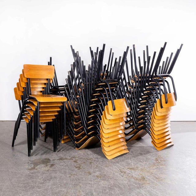 Black French Stacking University Dining Chair, 1960s For Sale - Image 8 of 8