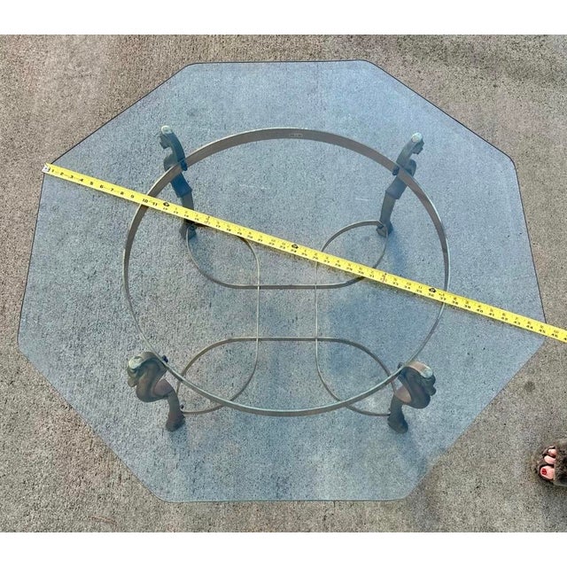 Maison Jansen Attributed Vintage Brass Horse Head Octagonal Coffee Table, Made in Italy For Sale - Image 18 of 18