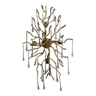 1990s Teardrop Crystal Sconce Pair Available For Sale