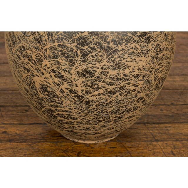 Black Large Prem Collection Hand Crafted Artisan Vase with Black and Brown Décor For Sale - Image 8 of 12