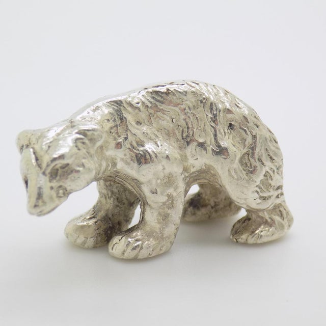 Vintage Italian Handmade Silver Polar Bear Figurine Sculpture, Milan, Italy, 1970s For Sale - Image 3 of 12