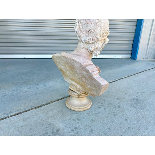White Vintage Classical Style Marble Bust of Apollo For Sale - Image 8 of 12