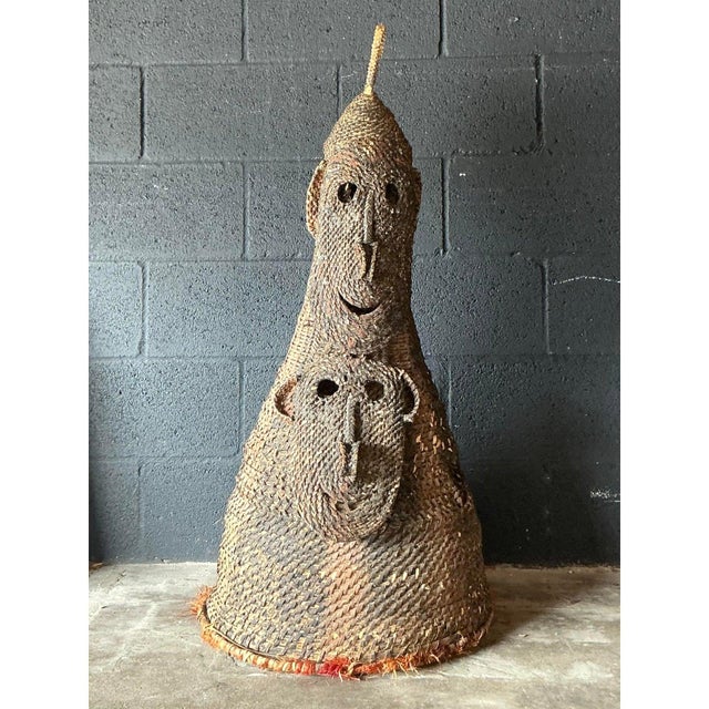 Contemporary Vintage Boho Woven Rattan Ceremonial Headdress For Sale - Image 3 of 6