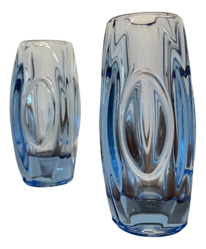 Mid-Century Czech Blue Glass Vases attributed to Rudolf Schrötter for Rosice, 1960s, Set of 2