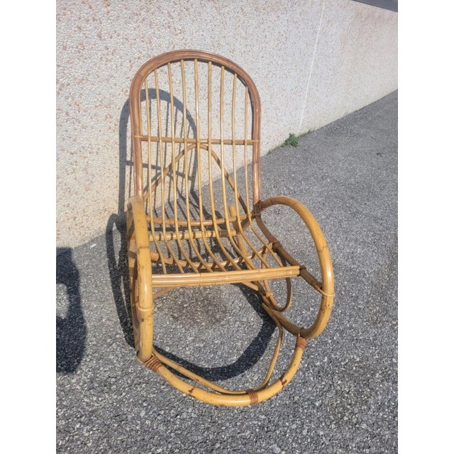 Vintage Bamboo Rocking Chair, 1960s For Sale - Image 4 of 13
