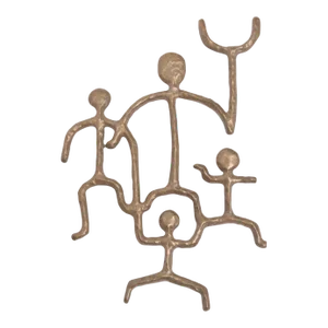 Vintage Higgins Hand Hammered Bronze Stick Figure Small Wall Sculpture Signed