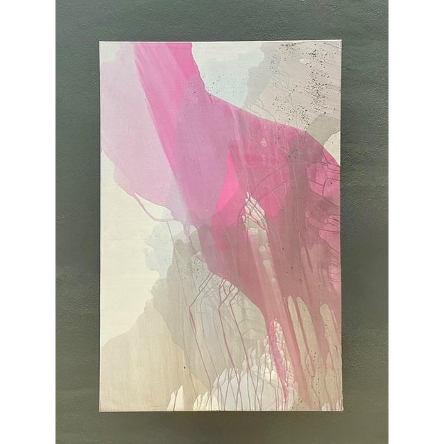 Wood Vintage Monumental Abstract Expressionist Painting on Canvas For Sale - Image 7 of 13