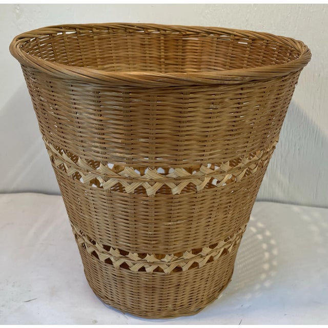 Vintage Wicker Trash Can For Sale - Image 4 of 6