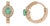 14k Yellow Gold Oval Natural Emerald Diamond Halo Hoop Earrings- 2 Pieces For Sale