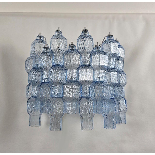 1990s 1990s Blue Murano Glass, Mid Century Modern Sconces - A Pair For Sale - Image 5 of 12