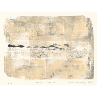 Presidio Play-16 Original Monoprint - 5*7 Abstract Landscape Almond Black Art Painting by Carrie Bergey For Sale