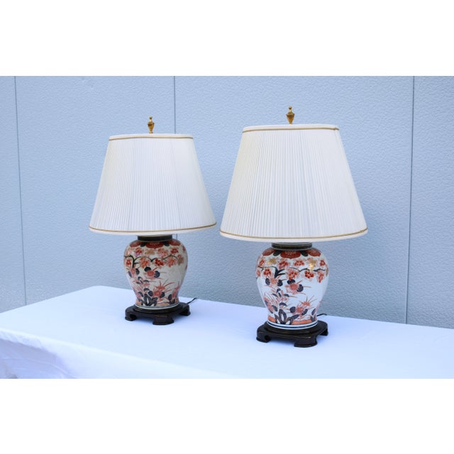 Wildwood Late 20th-Century Wildwood Japanese Imari Porcelain Ginger Jar Table Lamps, a Pair For Sale - Image 4 of 18