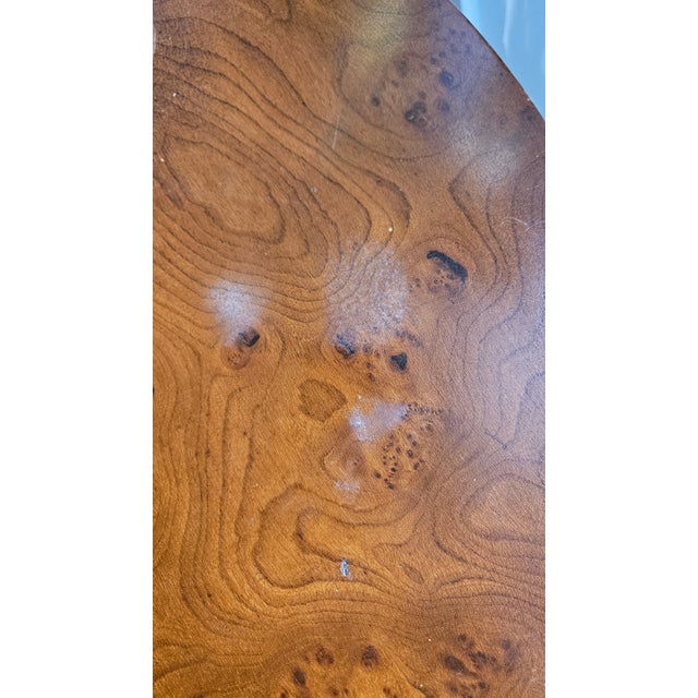 Early 20th Century Neoclassical Burl Wood Table With Metal Ornamentation For Sale - Image 10 of 12