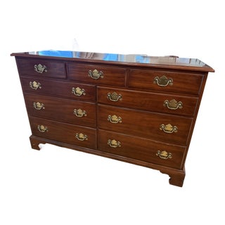 Henkel-Harris 54” Wild Black Cherry 9 Drawer Dresser (Manufactured July 13,1977) For Sale