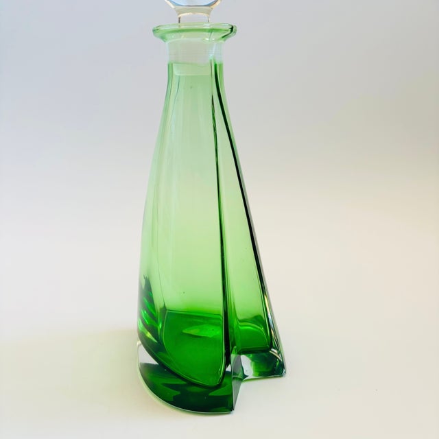 Mid 20th Century Mid Century Green Art Glass Decanter For Sale - Image 5 of 13
