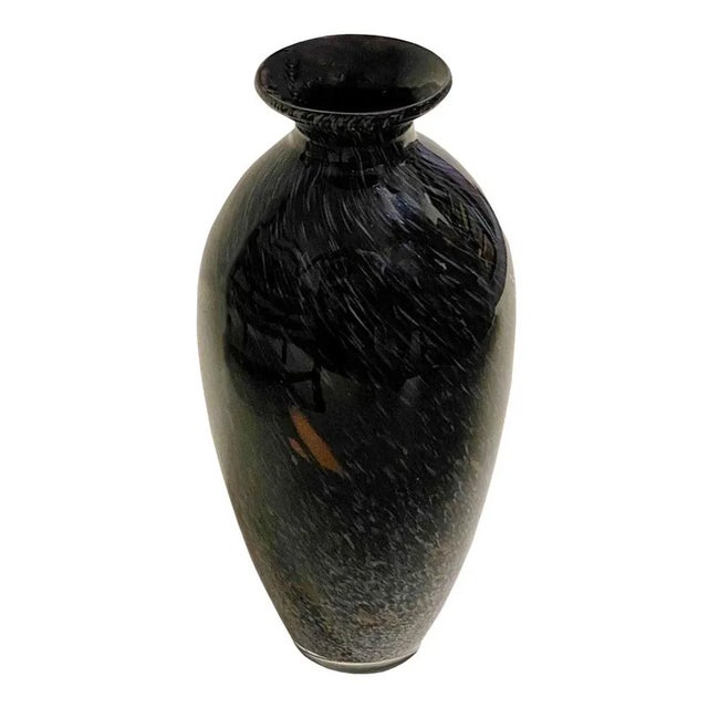 Mid 20th Century Murano Black Silver and Gold Art Glass Vase For Sale - Image 5 of 8