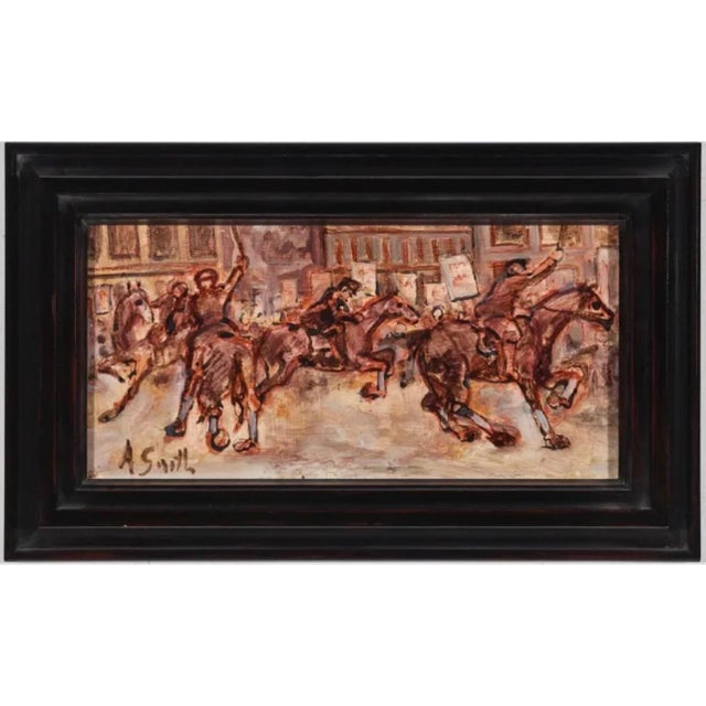 Arthur Smith, Street Riot Oil Painting Mounted Police WPA artist Social Justice Americana Art For Sale