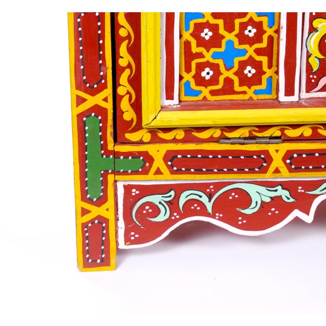 Wood Moroccan Painted Coffee Table /Trunk Moorish Details, First Half 20th Century For Sale - Image 7 of 14