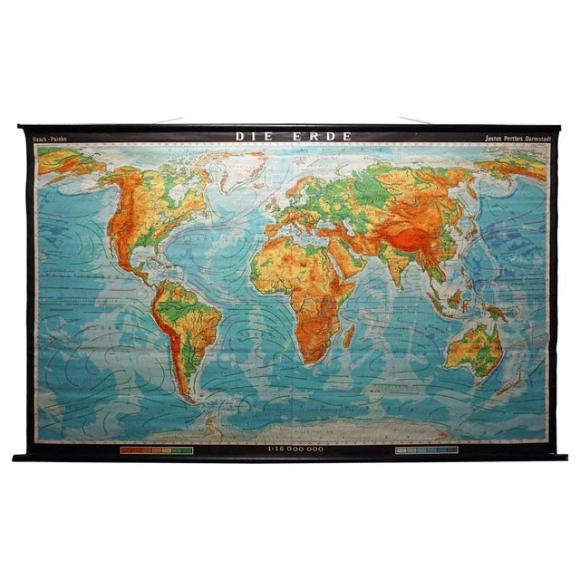 Textile Vintage Mural World Map, 1970s For Sale - Image 7 of 7